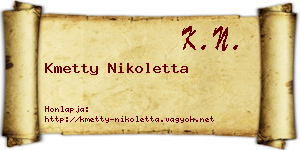 Kmetty Nikoletta névjegykártya